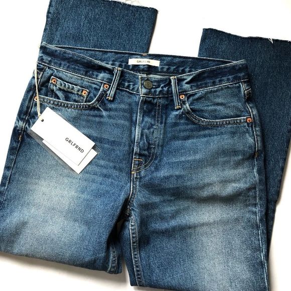 GRLFRND Tatum cropped midrise curved step hem jean